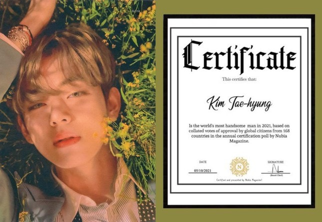 kim taehyung cua bts duoc chon la nguoi dan ong dep trai nhat the gioi nam 2021 hinh 1