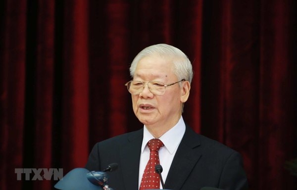 phat bieu be mac hoi nghi trung uong 4 cua tong bi thu nguyen phu trong hinh 1