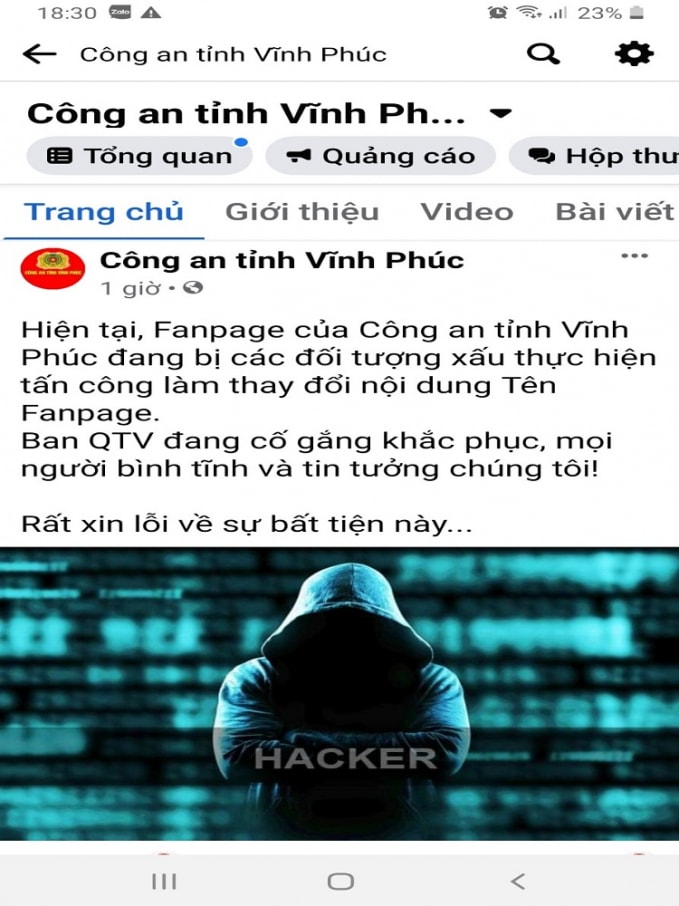 da xac dinh duoc ten tuoi dia chi doi tuong tan cong fanpage cong an tinh vinh phuc hinh 1