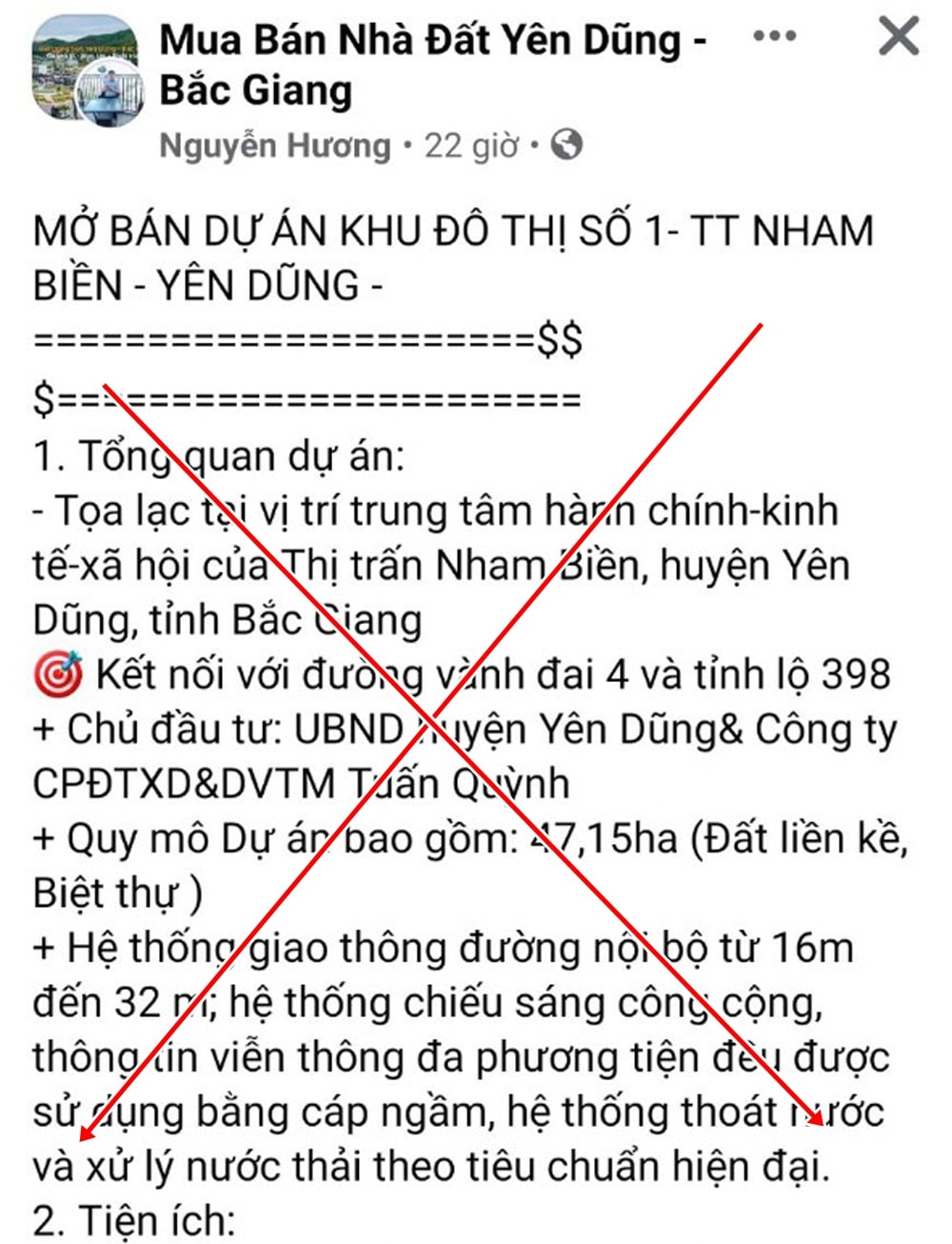 bac giang xu phat 2 ca nhan dang tin sai su that ve mua ban bat dong san tren mang xa hoi hinh 1