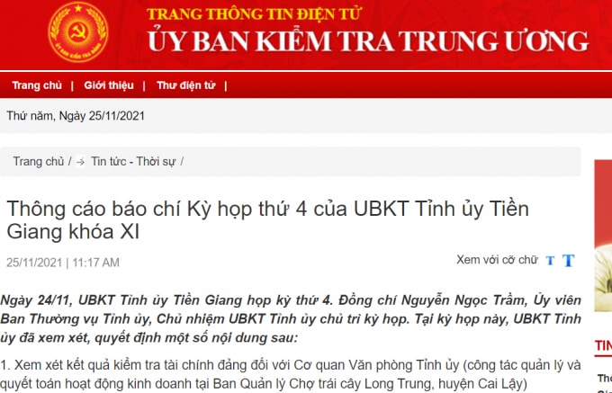 xem xet ket qua kiem tra tai chinh dang doi voi van phong tinh uy tien giang hinh 1