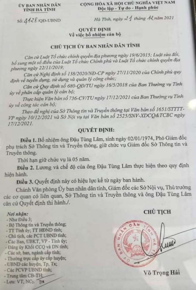 ong dau tung lam duoc bo nhiem lam giam doc so thong tin truyen thong ha tinh hinh 2