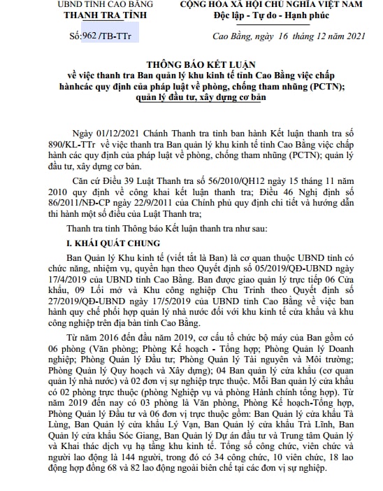 nhieu sai pham tai ban quan ly khu kinh te tinh cao bang hinh 2