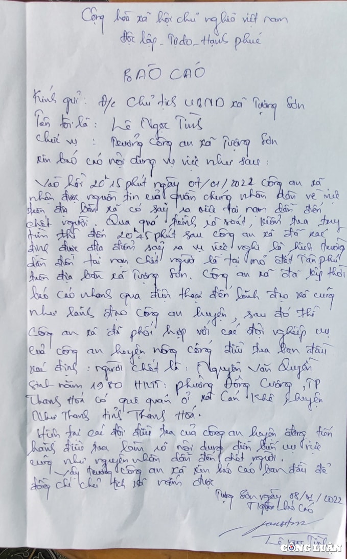 thanh hoa cong an dang dieu tra vu mot nguoi chet khi dua xe vao muc dat hinh 1