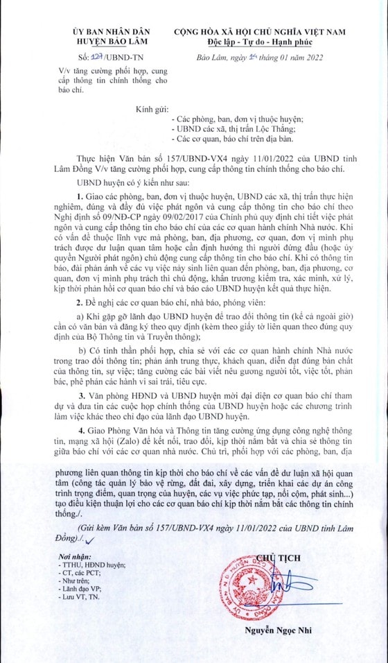 huyen bao lam tinh lam dong de nghi nha bao phong vien can co van ban khi gap lanh dao huyen hinh 1