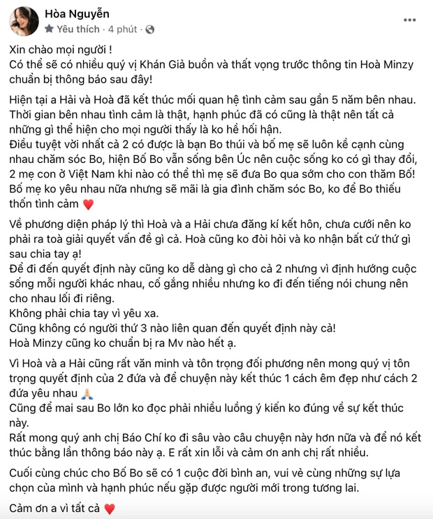 hoa minzy xac nhan chia tay ban trai sau 5 nam gan bo hinh 2