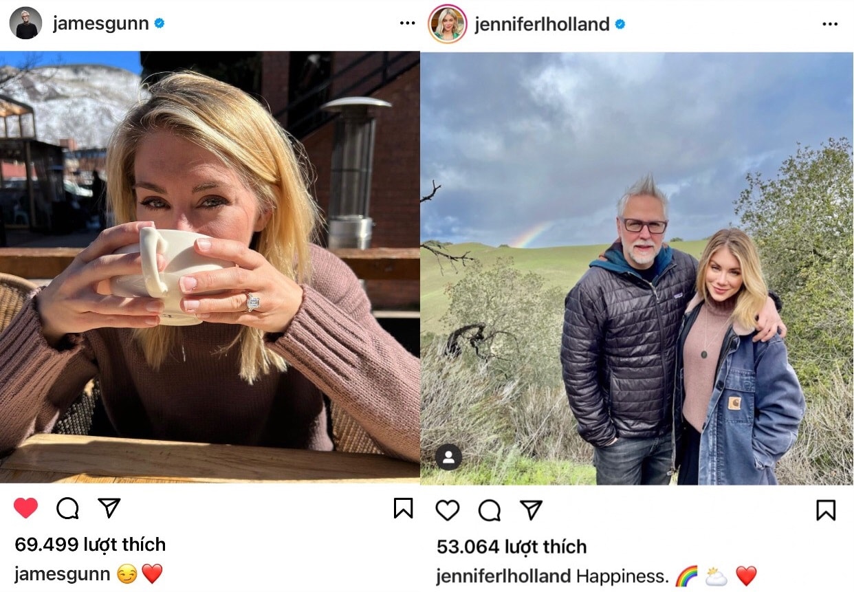 james gunn va jennifer holland dinh hon sau nhieu nam gan bo hinh 1