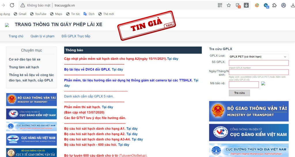 xu ly theo quy dinh phap luat 3 website gia mao trang thong tin dien tu giay phep lai xe hinh 1
