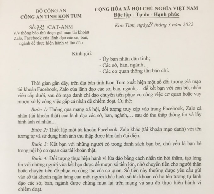kon tum gia facebook zalo lanh dao tinh de lua dao chuyen tien hinh 1