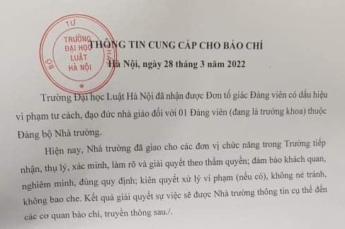 truong dai hoc luat ha noi thong tin ve mot truong khoa bi to cuong ep tinh duc hinh 1