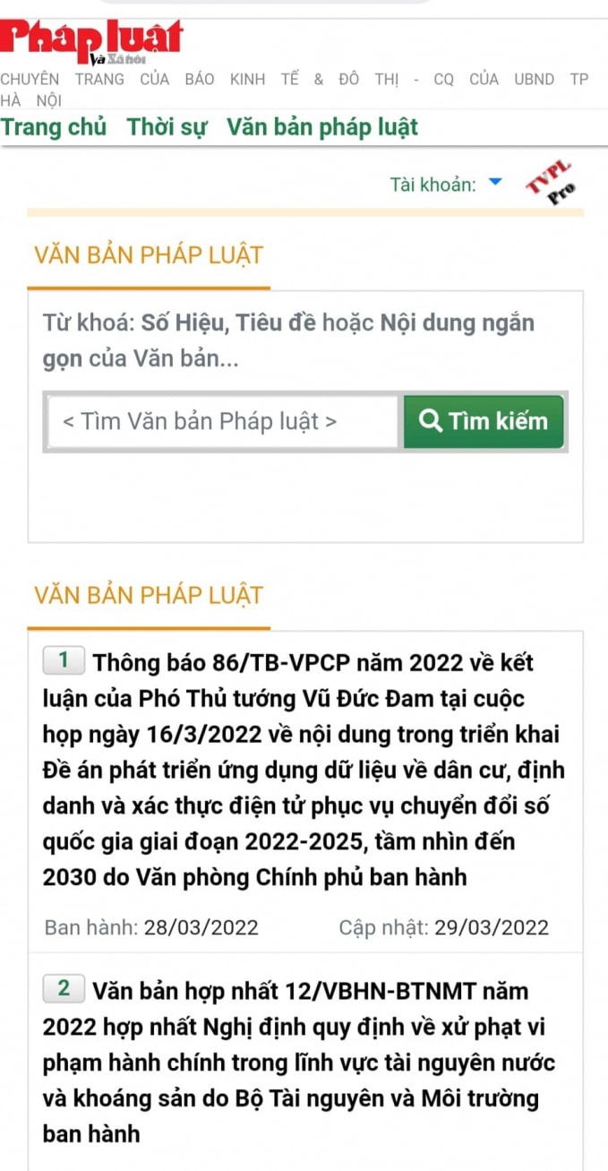bao kinh te do thi ra mat cong tra cuu van ban phap luat tren chuyen trang phap luat va xa hoi hinh 1