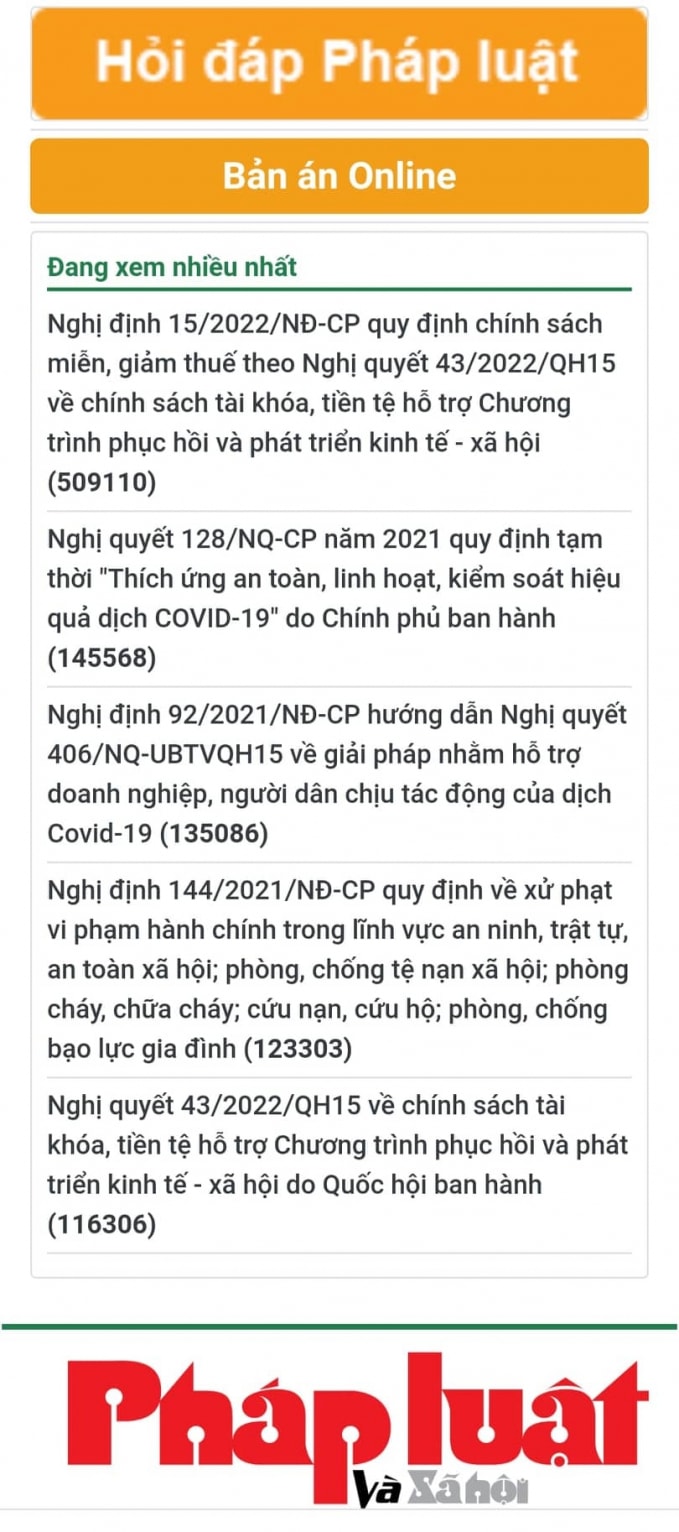 bao kinh te do thi ra mat cong tra cuu van ban phap luat tren chuyen trang phap luat va xa hoi hinh 2