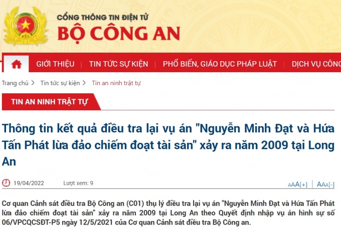 bo cong an thong tin ve vu an nguyen minh dat va hua tan phat lua dao chiem doat tai san hinh 1