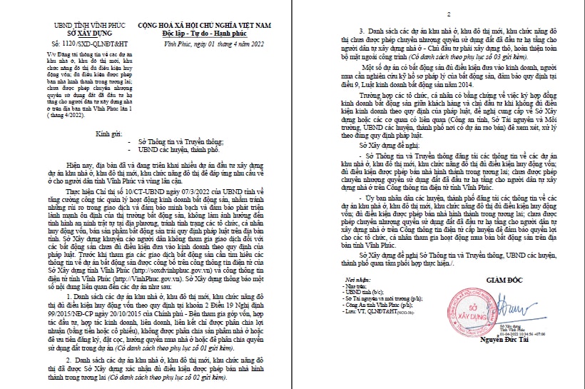 vinh phuc canh bao rui ro cho khach hang khi mua nha tai du an khu do thi moi tu trung hinh 1