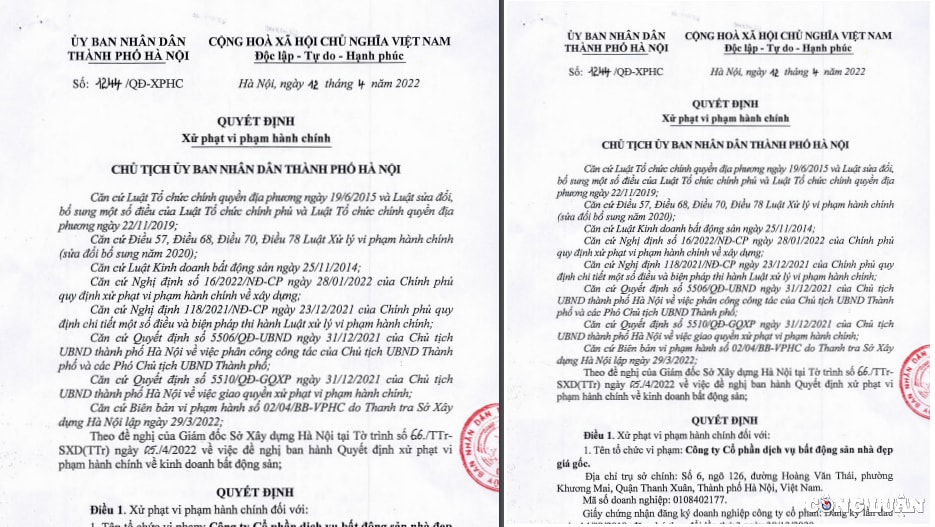 ha noi cong bo vi pham xu phat 2 doanh nghiep kinh doanh bat dong san hinh 1