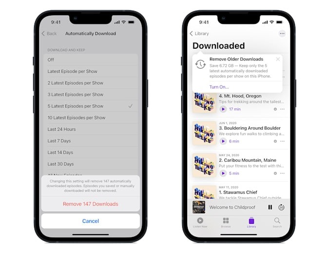 apple podcasts ho tro tiet kiem dung luong luu tru hinh 2