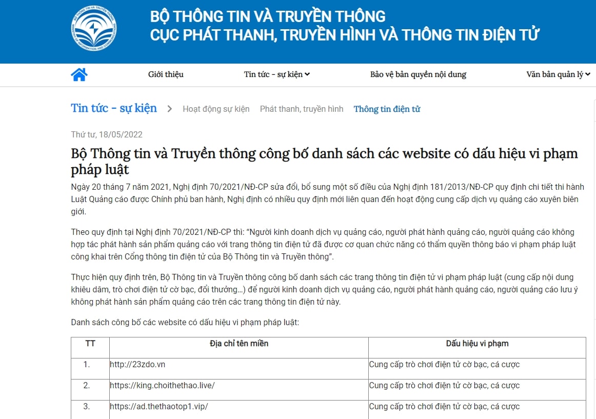 cong bo 25 trang thong tin dien tu co dau hieu vi pham phap luat hinh 1