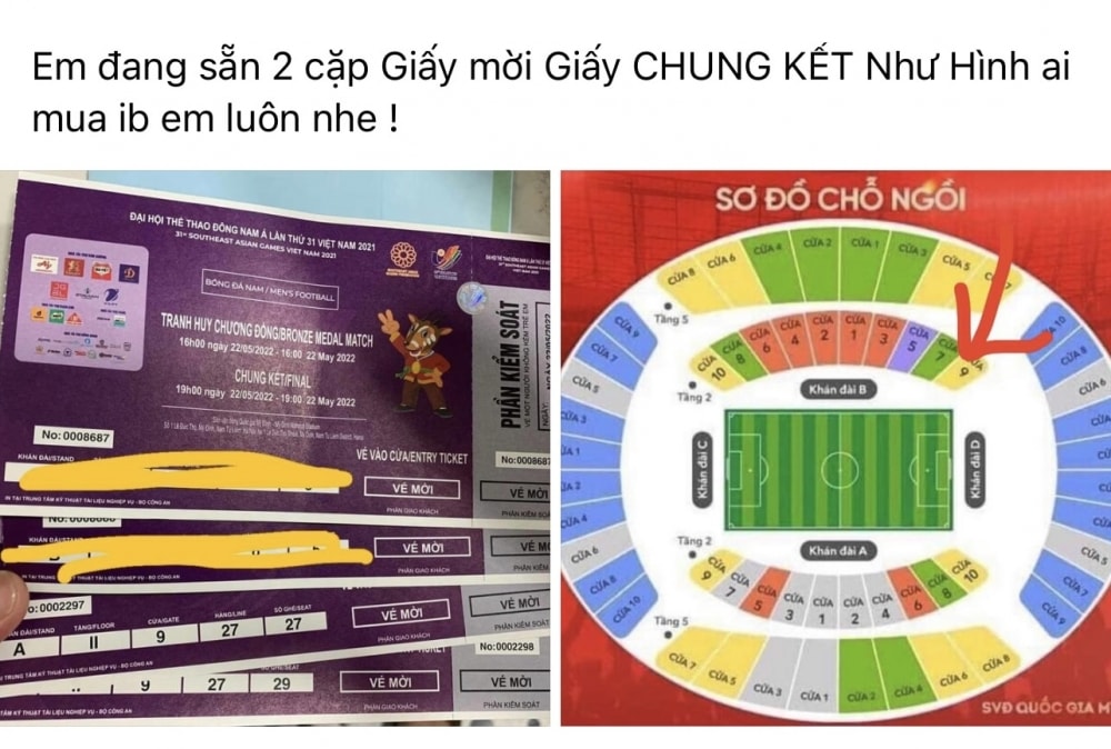 ve chung ket bong da nam sea games 31 tang nong tung gio co ve doa tang 20 trieu dong cap hinh 1