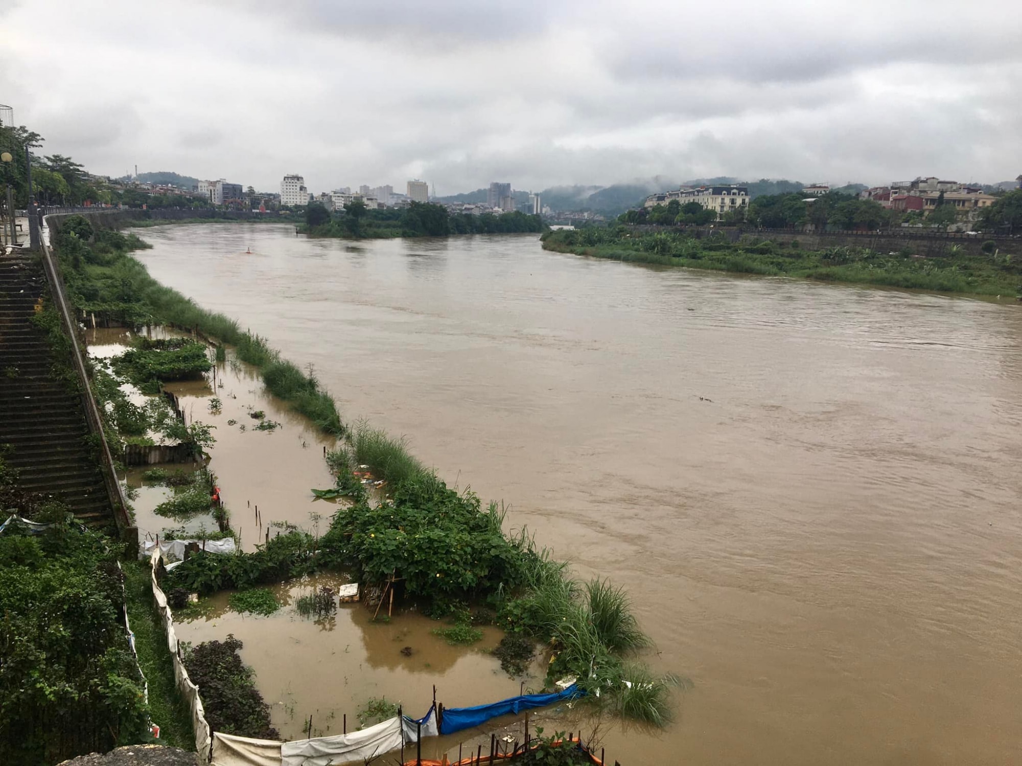lao cai lu lon tren thuong nguon song hong lam ngap nhieu rau mau hinh 1