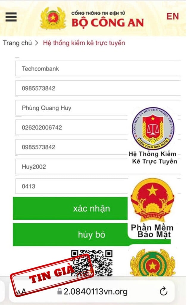 gia mao cong thong tin dien tu bo cong an voi muc dich lua dao hinh 2