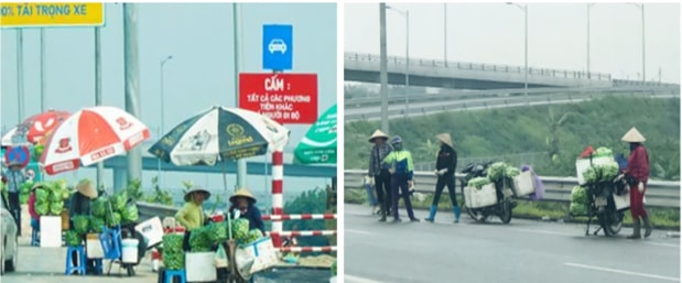 nguy co tai nan giao thong do qua nhieu nguoi ban hang rong tai loi vao cao toc ha noi hai phong hinh 1