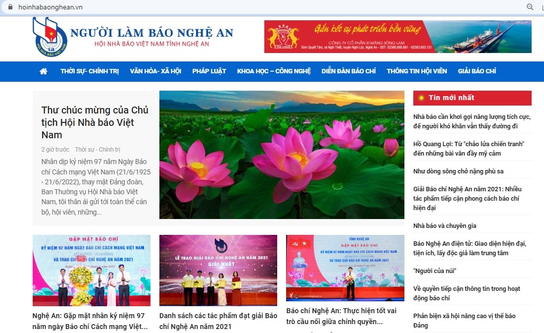 ra mat trang thong tin dien tu cua hoi nha bao tinh nghe an hinh 1