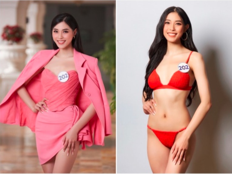 Đặng Thu Huyền, số báo danh 202, được chú ý từ đầu cuộc thi bởi xuất thân là vận động viên bóng chuyền chuyên nghiệp. Trong đêm thi chung kết Hoa hậu Hoàn vũ Việt Nam 2022 diễn ra tối 25/6 (giờ Hà Nội), Thu Huyền được gọi tên vào top 10. Ảnh: tinthethao