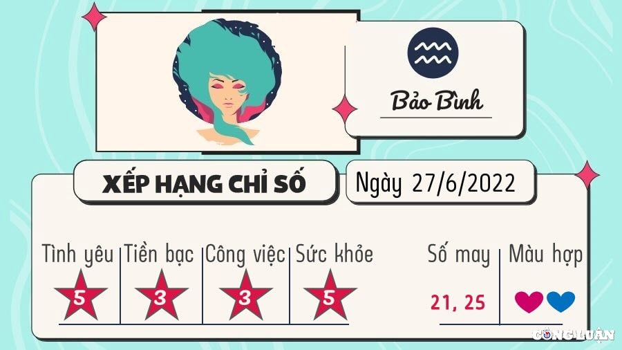 Tử vi hôm nay cung Bảo Bình: Đoạn quá cảnh của sao Thổ khiến Bảo Bình trở nên nhân đạo và làm những gì tốt nhất vì lợi ích cao nhất của tất cả mọi người.