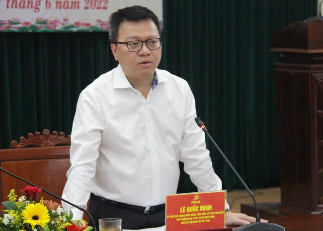 Đồng chí Lê Quốc Minh phát biểu tại buổi làm việc. Ảnh: N.V.T