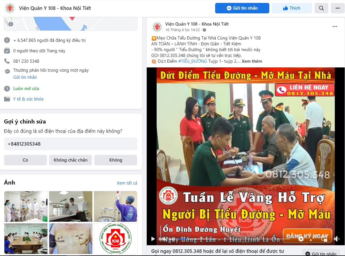 Trang mạng này ngang nhiên quảng cáo điều trị dứt điểm bệnh tiểu đường chỉ sau một liệu trình mà không cần phải dùng thêm bất cứ thuốc gì.