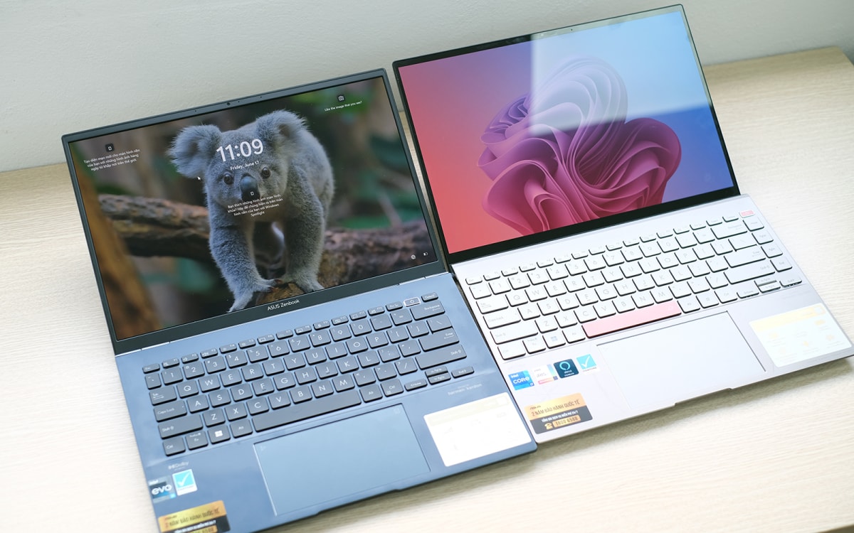 Zenbook 14 OLED đa dạng cấu hình với tùy chọn cao nhất là chip Core i7-1260P, RAM LPDDR5 16 GB, bộ nhớ SSD tối đa 1 TB. Giá khởi điểm cho bản cấu hình thấp nhất là 25 triệu đồng, trong khi giá cho phiên bản đặc biệt Zenbook 14X OLED Space Edition (phải) là trên 30 triệu đồng.
