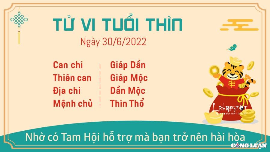 Xem tử vi tuổi Thìn hôm nay: Người tuổi Thìn tiền bạc rủng rỉnh trong ngày cuối tháng khi vừa mới nhận lương. Thế nhưng Thiên Tài nhắc nhở cho bạn nhớ rằng nên dành tiền tiết kiệm, đảm bảo cho tương lai của mình trước khi nghĩ tới việc mua sắm thỏa mãn sở thích cá nhân bạn nhé. Nhờ có Tam Hội hỗ trợ mà bạn trở nên hài hòa, dễ chịu hơn với mọi người. Sự khéo léo trong hành xử giúp bạn ghi điểm trong mắt người lớn, thực ra bạn thể hiện sự chân thành chứ không hề cố tình gây ấn tượng với mọi người.