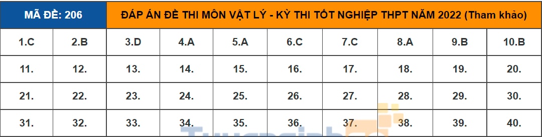 dap an de thi tot nghiep thpt 2022 mon vat ly ma de 206 tham khao hinh 1