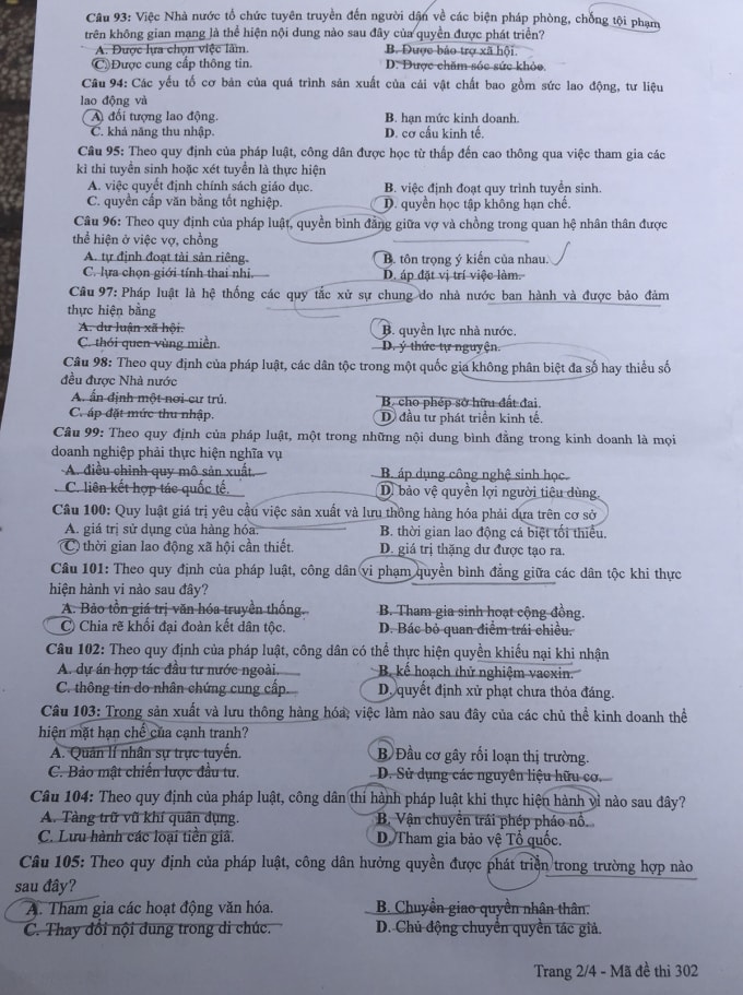 de thi tot nghiep thpt 2022 mon gdcd ma de 302 hinh 2