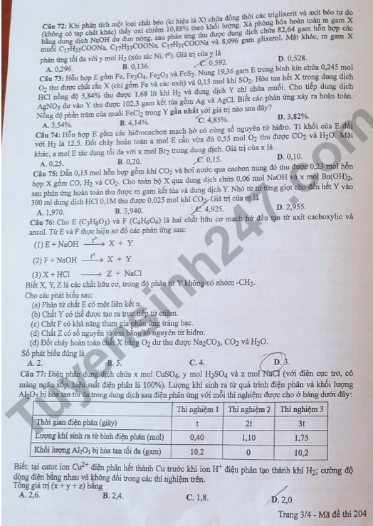 de thi tot nghiep thpt 2022 mon hoa hoc ma de 204 hinh 3