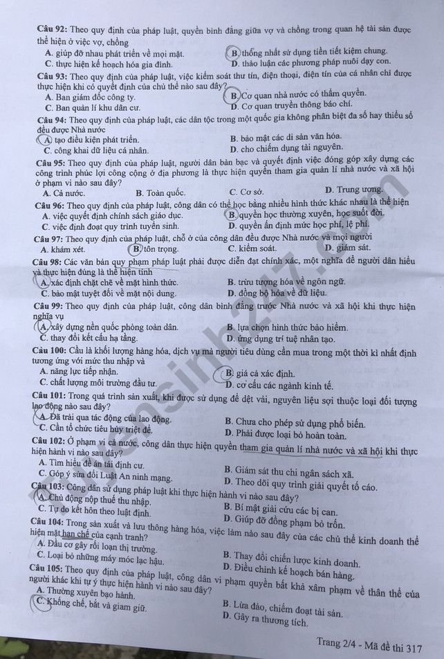 de thi tot nghiep thpt 2022 mon gdcd ma de 317 hinh 2