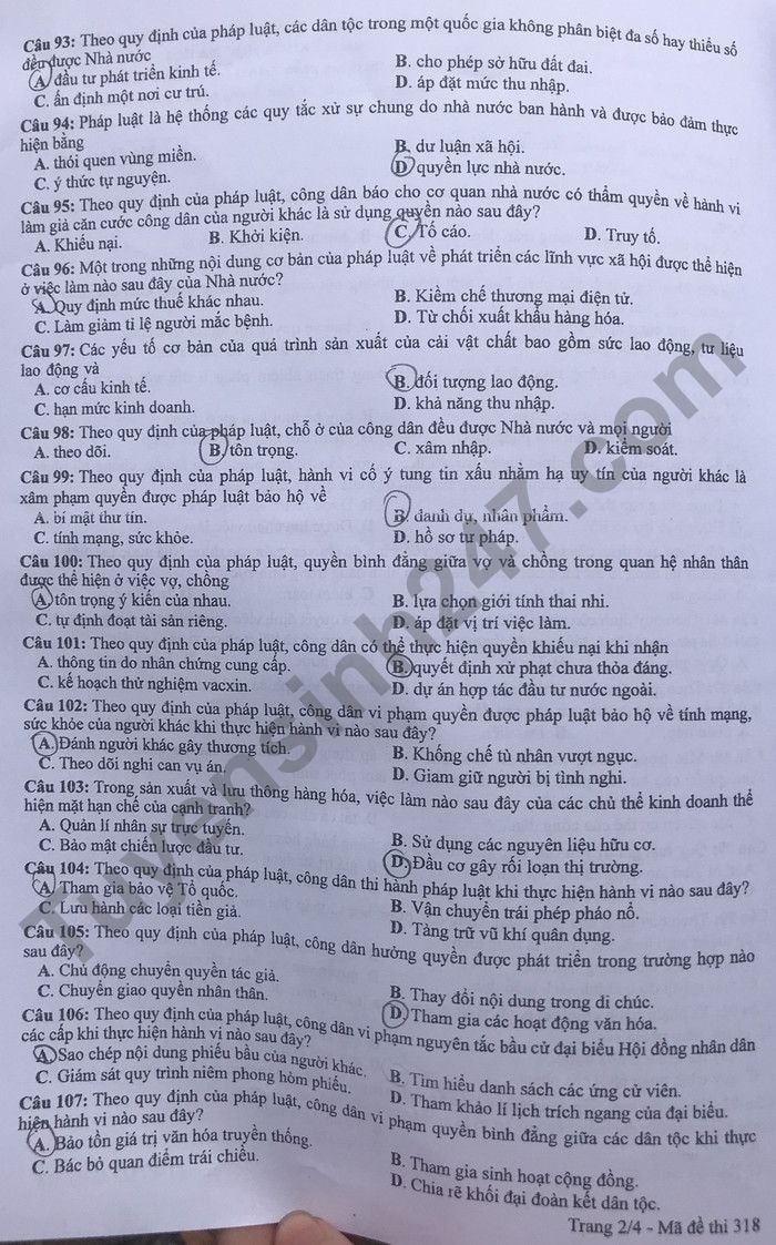 de thi tot nghiep thpt 2022 mon gdcd ma de 318 hinh 2