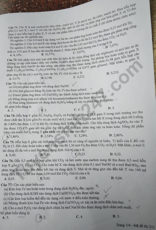 de thi tot nghiep thpt 2022 mon hoa hoc ma de 211 hinh 3