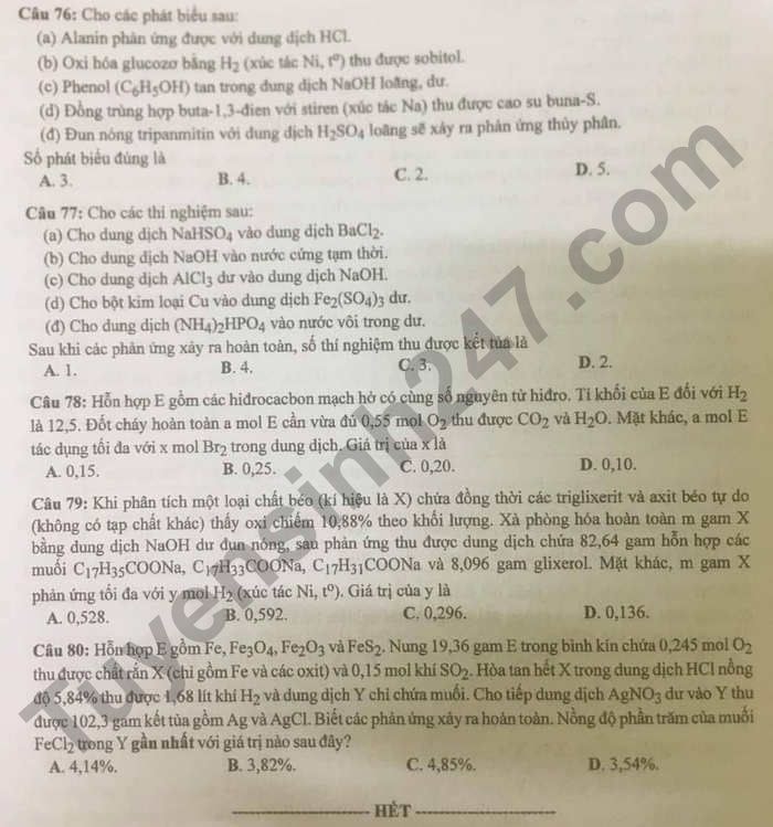 de thi tot nghiep thpt 2022 mon hoa hoc ma de 212 hinh 4