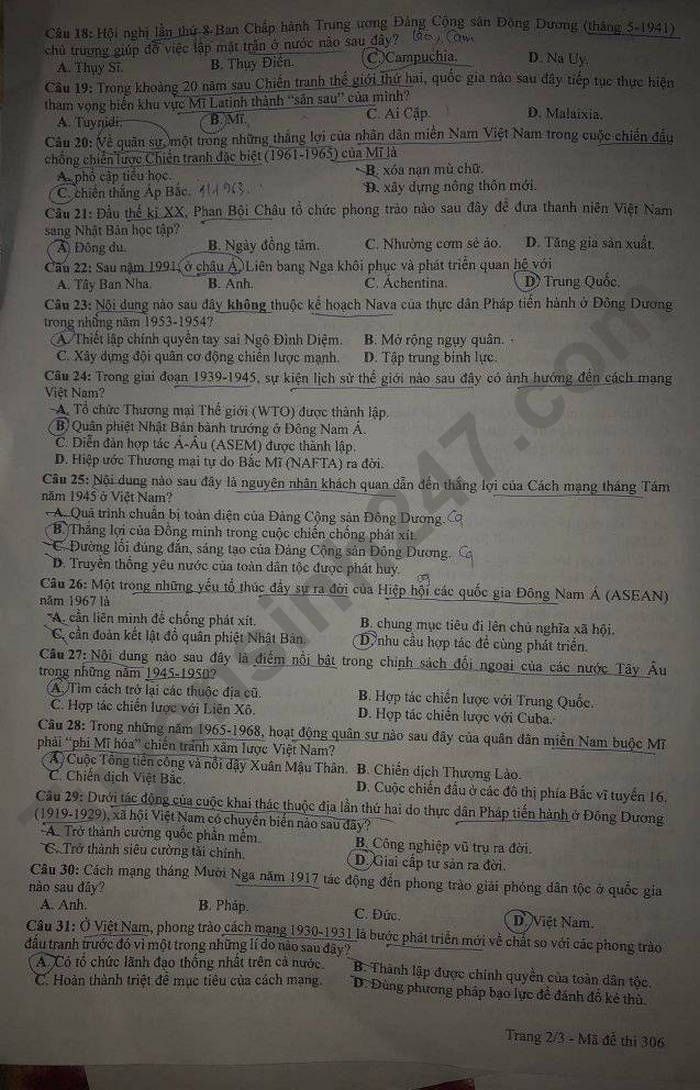 de thi tot nghiep thpt 2022 mon lich su ma de 306 hinh 2