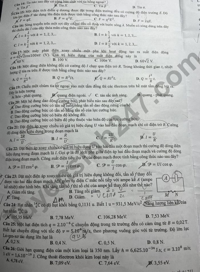 de thi tot nghiep thpt 2022 mon vat ly ma de 211 hinh 2