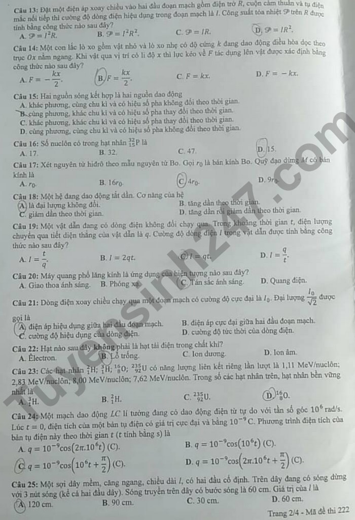 de thi tot nghiep thpt 2022 mon vat ly ma de 222 hinh 2