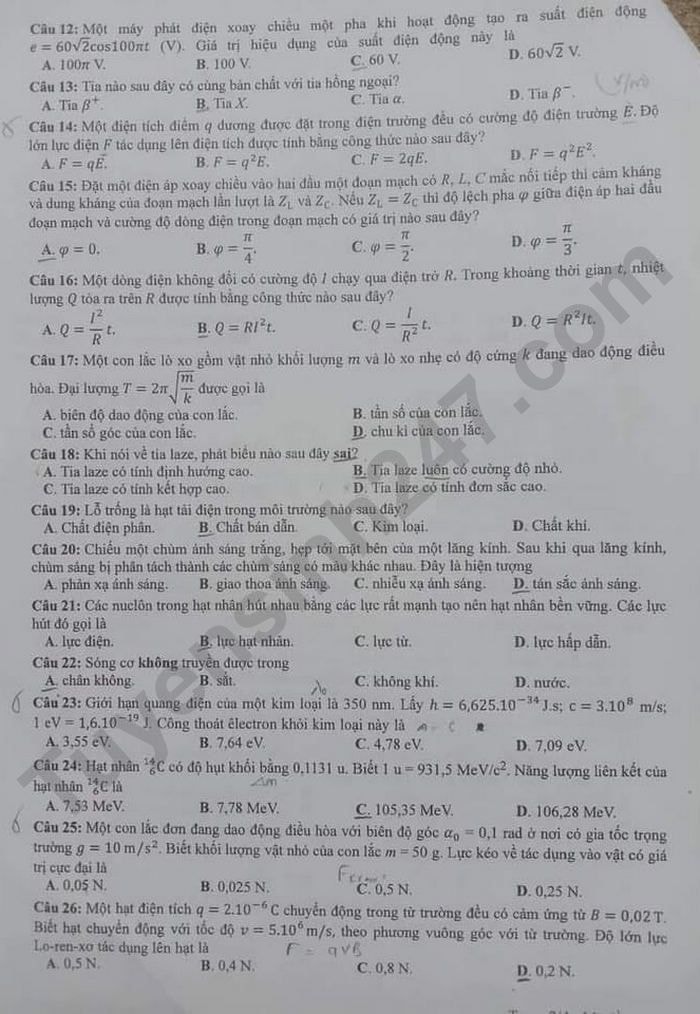 de thi tot nghiep thpt 2022 mon vat ly ma de 223 hinh 2