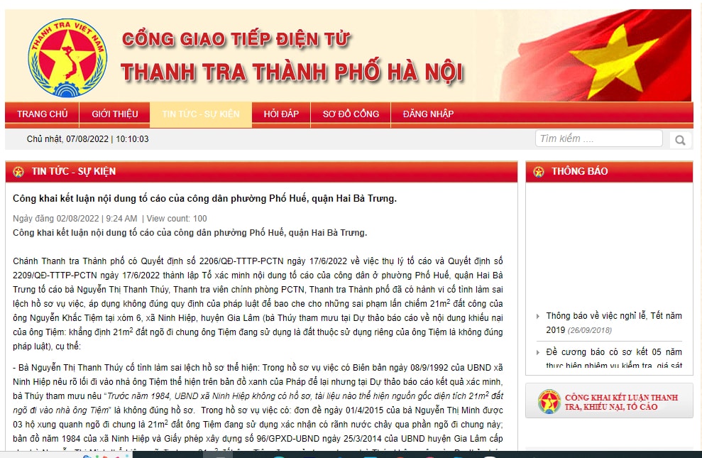 thanh tra ha noi ket luan viec nu thanh tra vien bi to cao bao che sai pham hinh 1