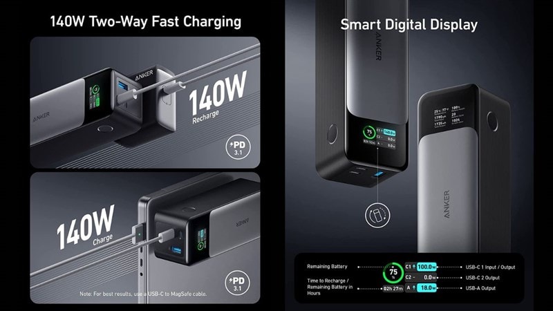 anker ra mat pin du phong moi voi dung luong 24000mah sac nhanh 140w hinh 5