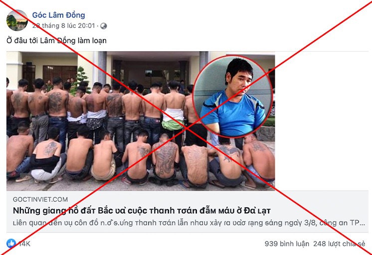 xu ly trang fanpage goc lam dong dang tai thong tin sai su that giat tit cau like hinh 1