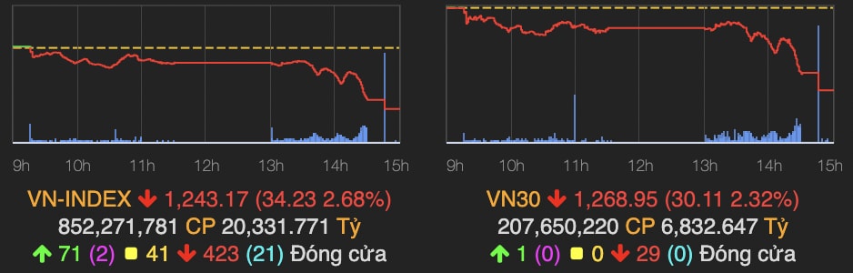 hang loat co phieu giam sau vn index roi hon 34 diem hinh 1