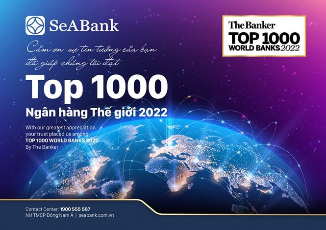 seabank duoc the banker xep hang trong top 1000 ngan hang the gioi 2022 hinh 1