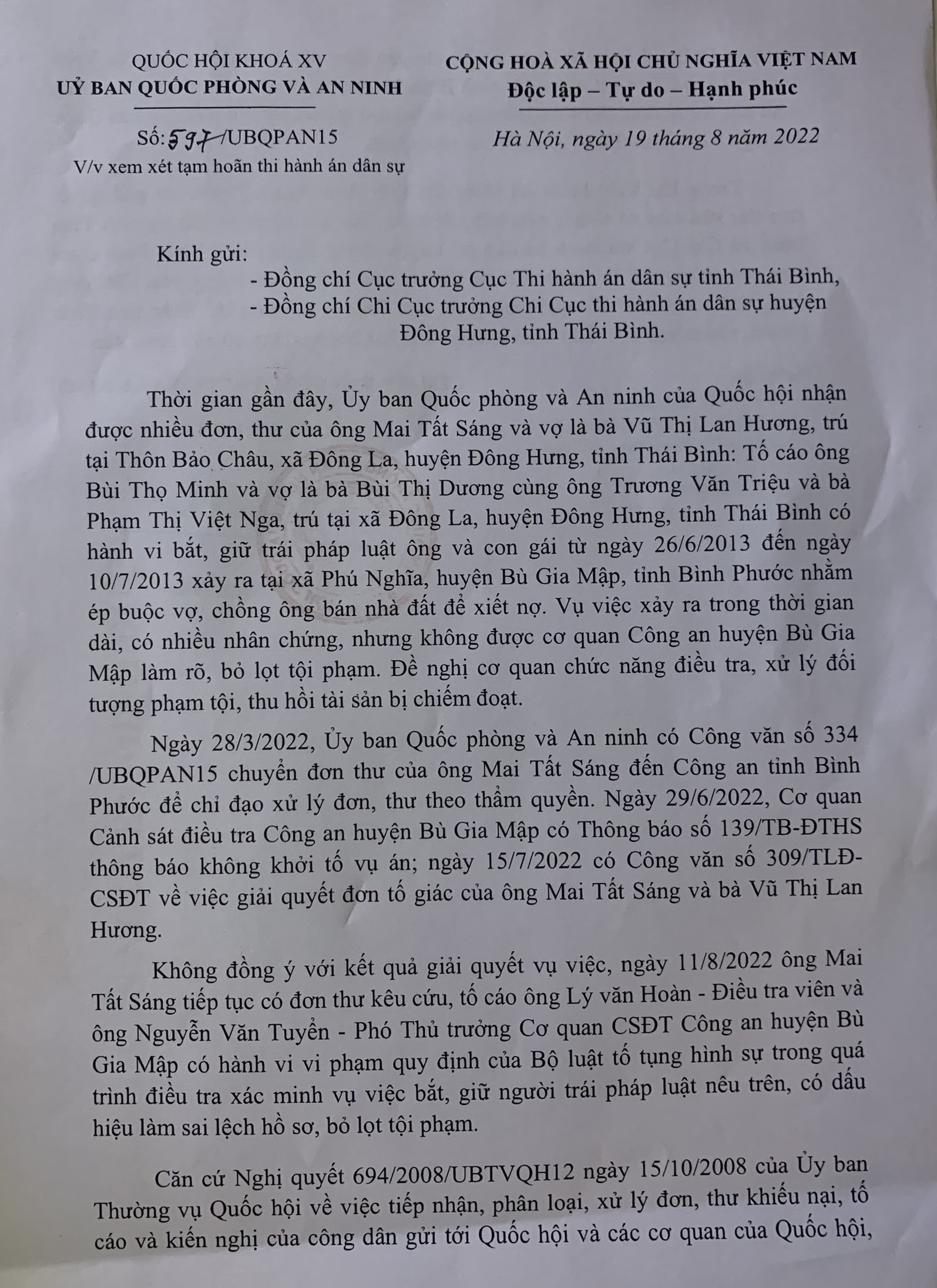 mot vu viec nguoi dan lien tuc keu oan tai thai binh uy ban quoc phong va an ninh de nghi lam ro hinh 2