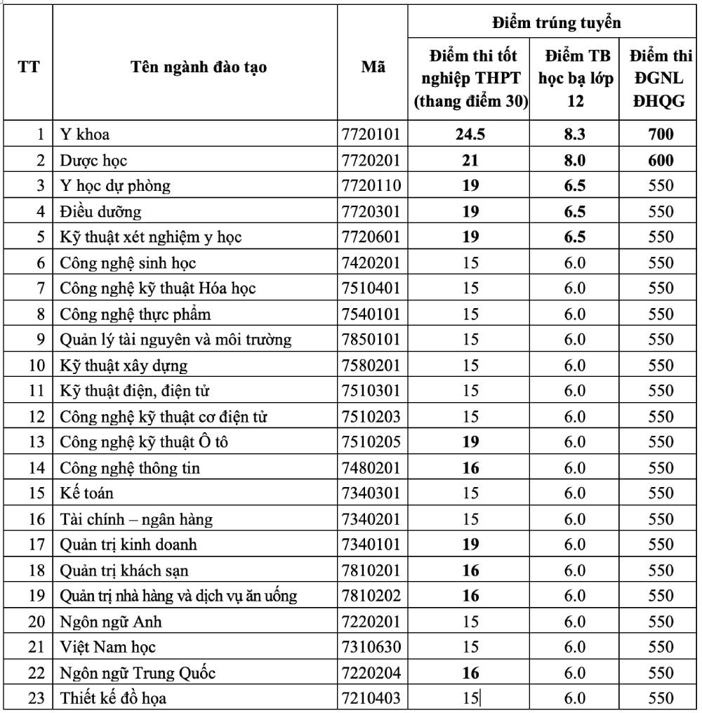 dai hoc nguyen tat thanh chinh thuc cong bo diem chuan nam 2022 hinh 1